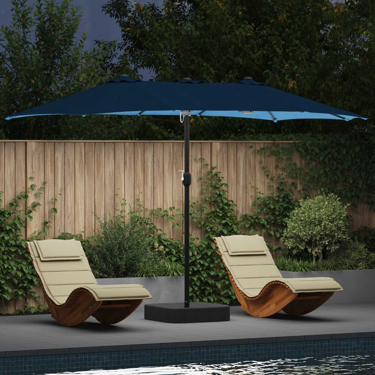 Vidaxxl parasol de jardin bleu azur 385 x 209 x 244 cm polyester