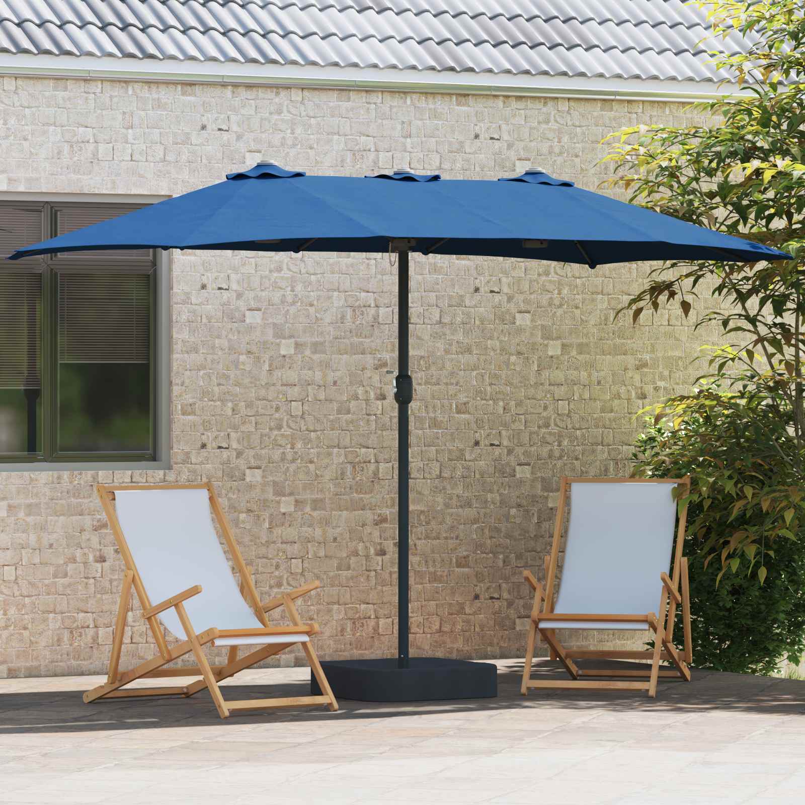 Vidaxxl parasol de jardin bleu azur 385 x 209 x 244 cm polyester