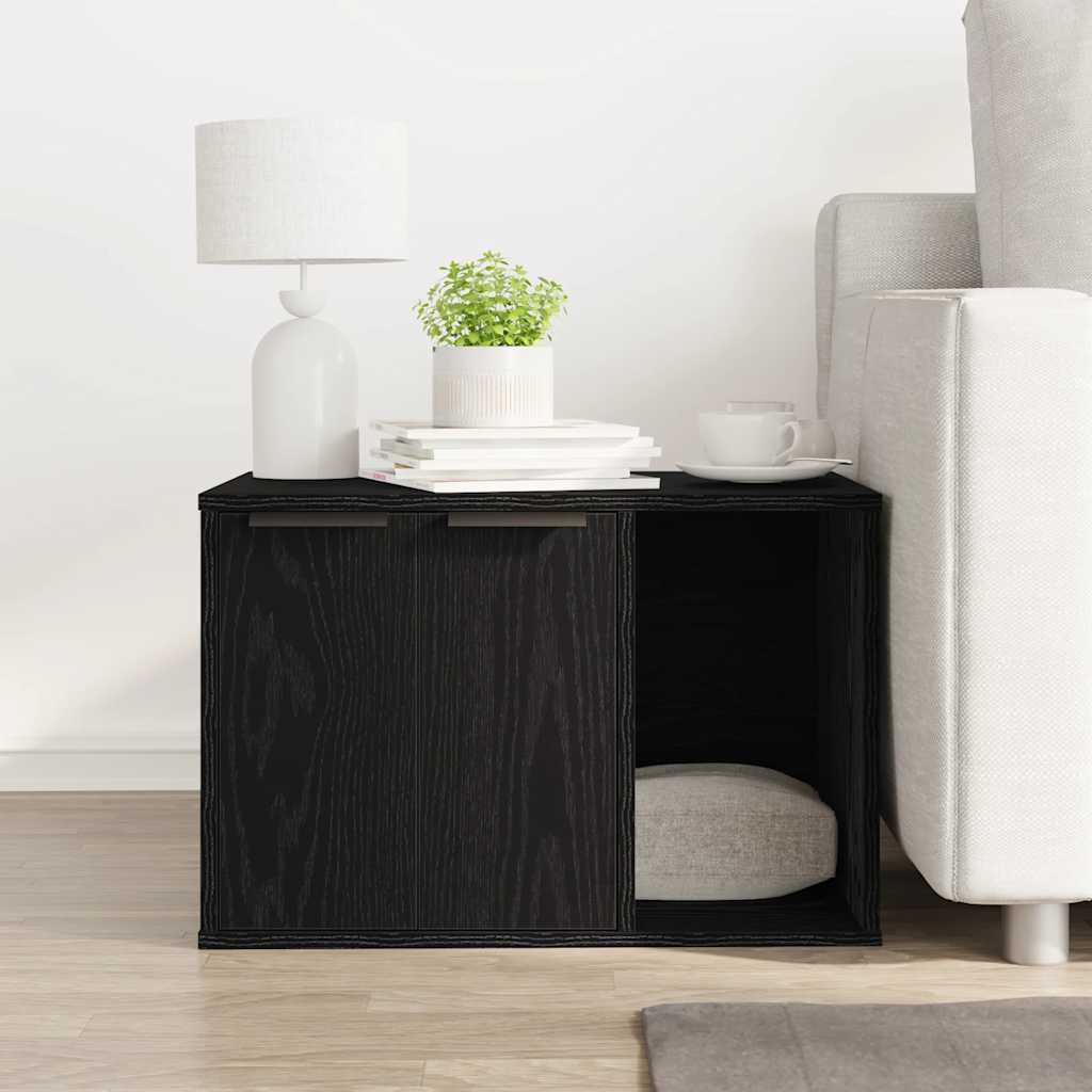 VidaXL litière pour chat clôture chêne noir 60x40x40 cm bois d'ingénierie