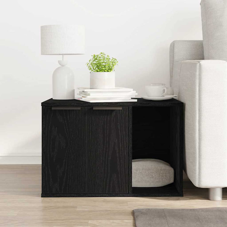 VidaXL litière pour chat clôture chêne noir 60x40x40 cm bois d'ingénierie
