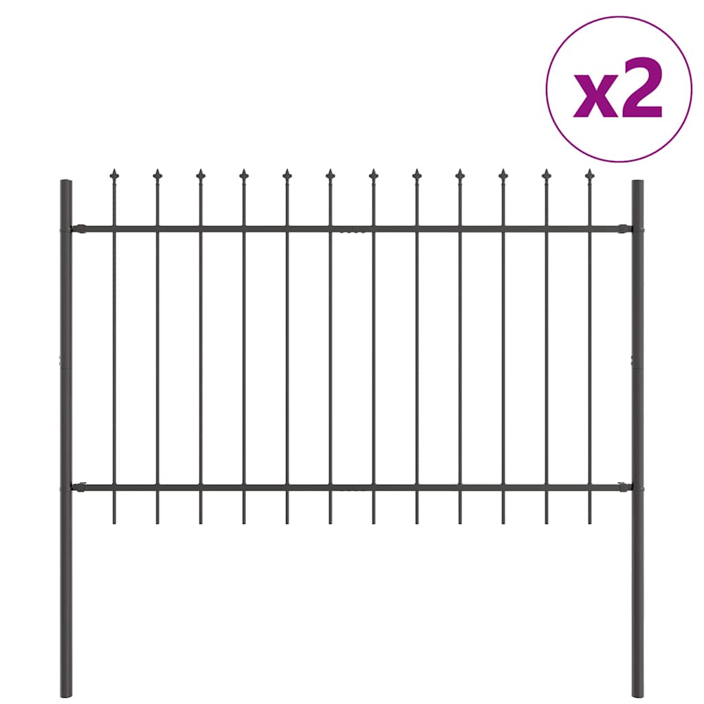 Vidaxl clôture de jardin 2 pcs gris 3,4 x 1,2 m acier enduit de poudre