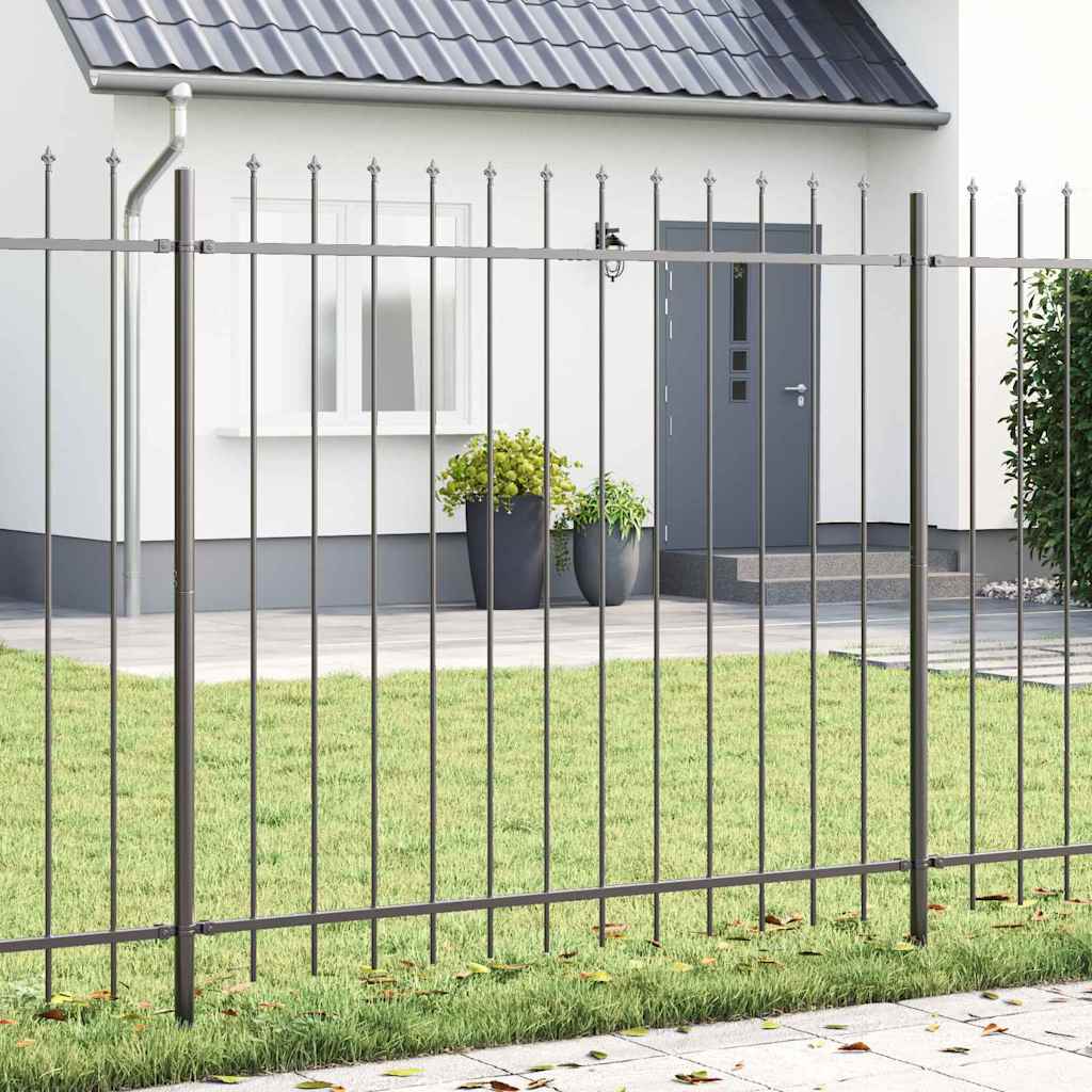 Vidaxl clôture de jardin 2 pcs gris 3,4 x 1,5 m acier enduit de poudre