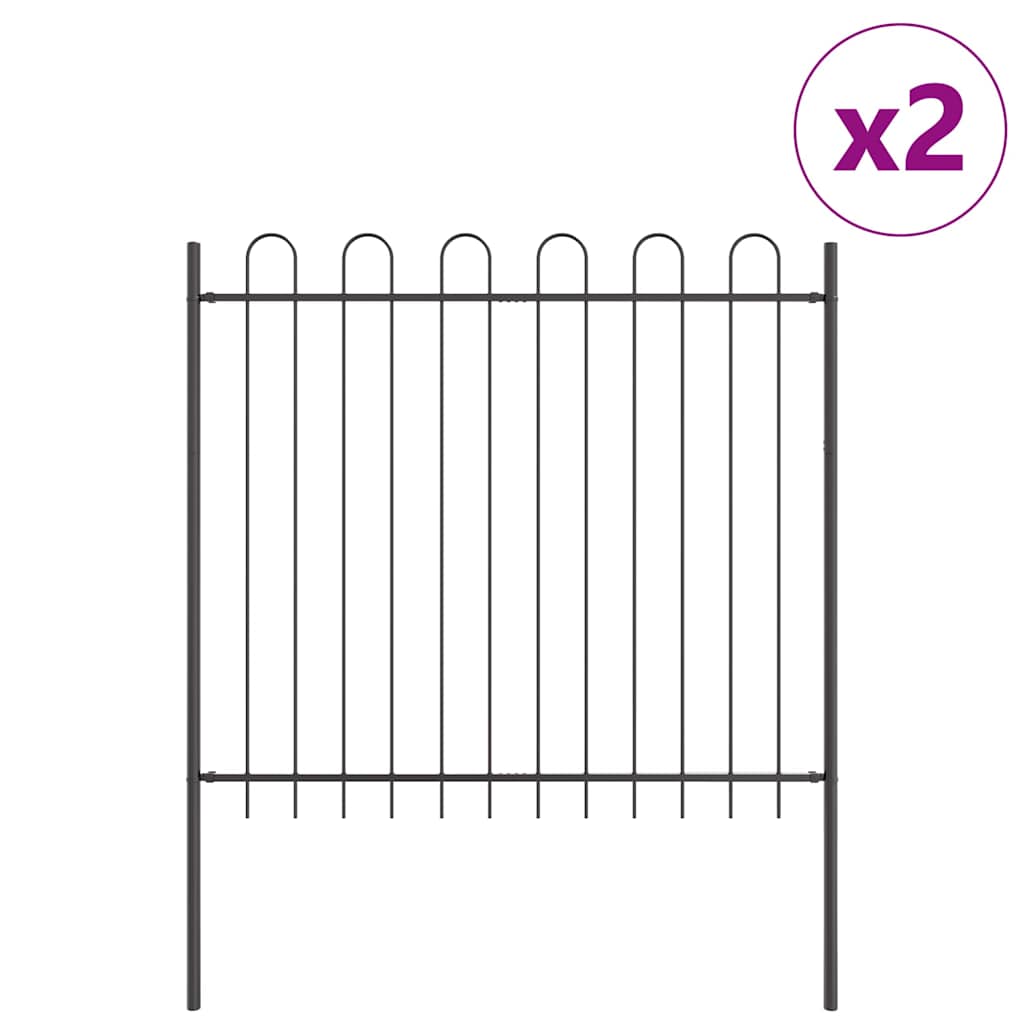Vidaxl clôture de jardin 2 pcs gris 3,4 x 1,5 m acier enduit de poudre