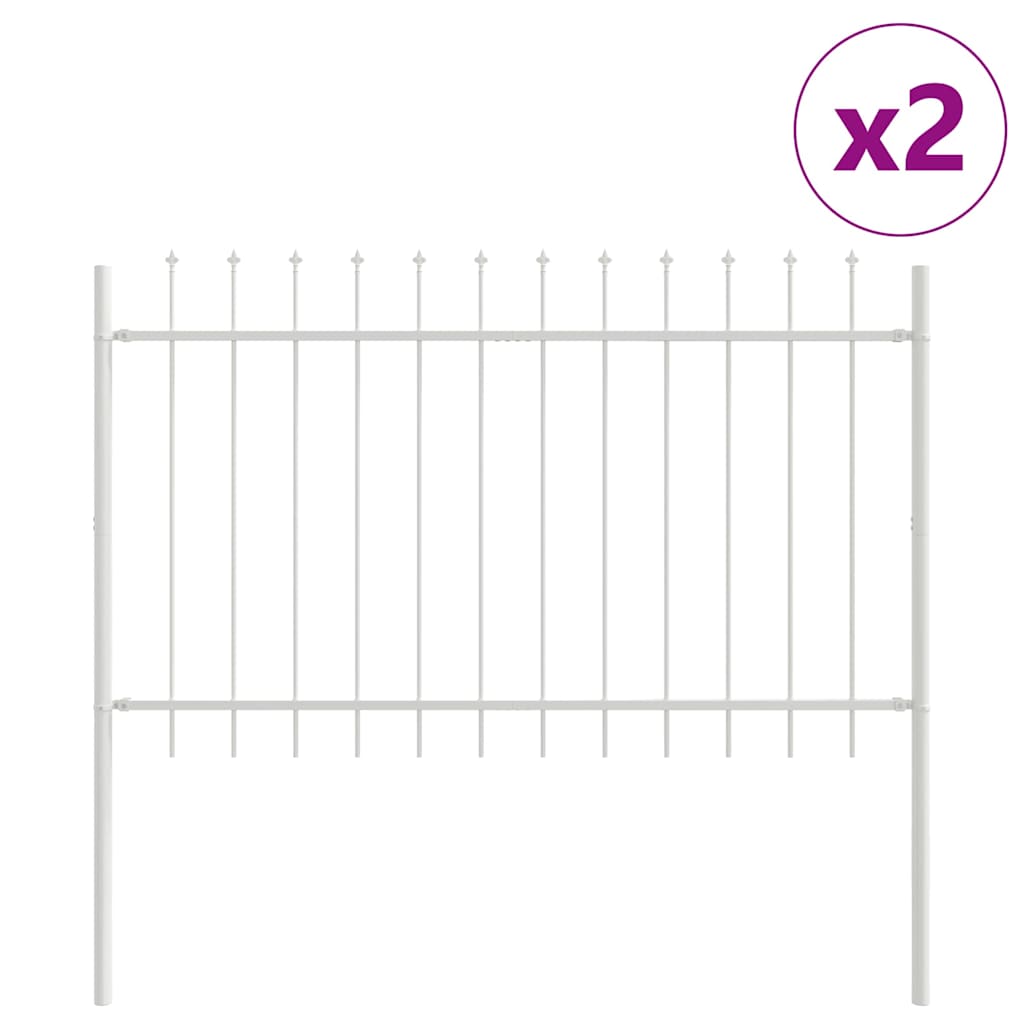 Vidaxl clôture de jardin 2 pcs blanc 3,4 x 0,8 m acier enduit de poudre