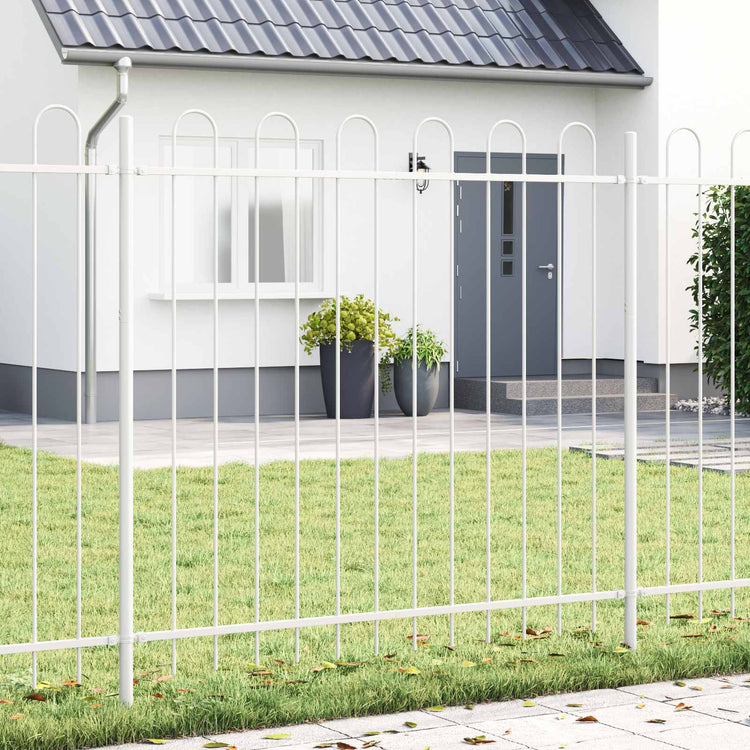 Vidaxl clôture de jardin 2 pcs blanc 3,4 x 1,2 m acier enduit de poudre