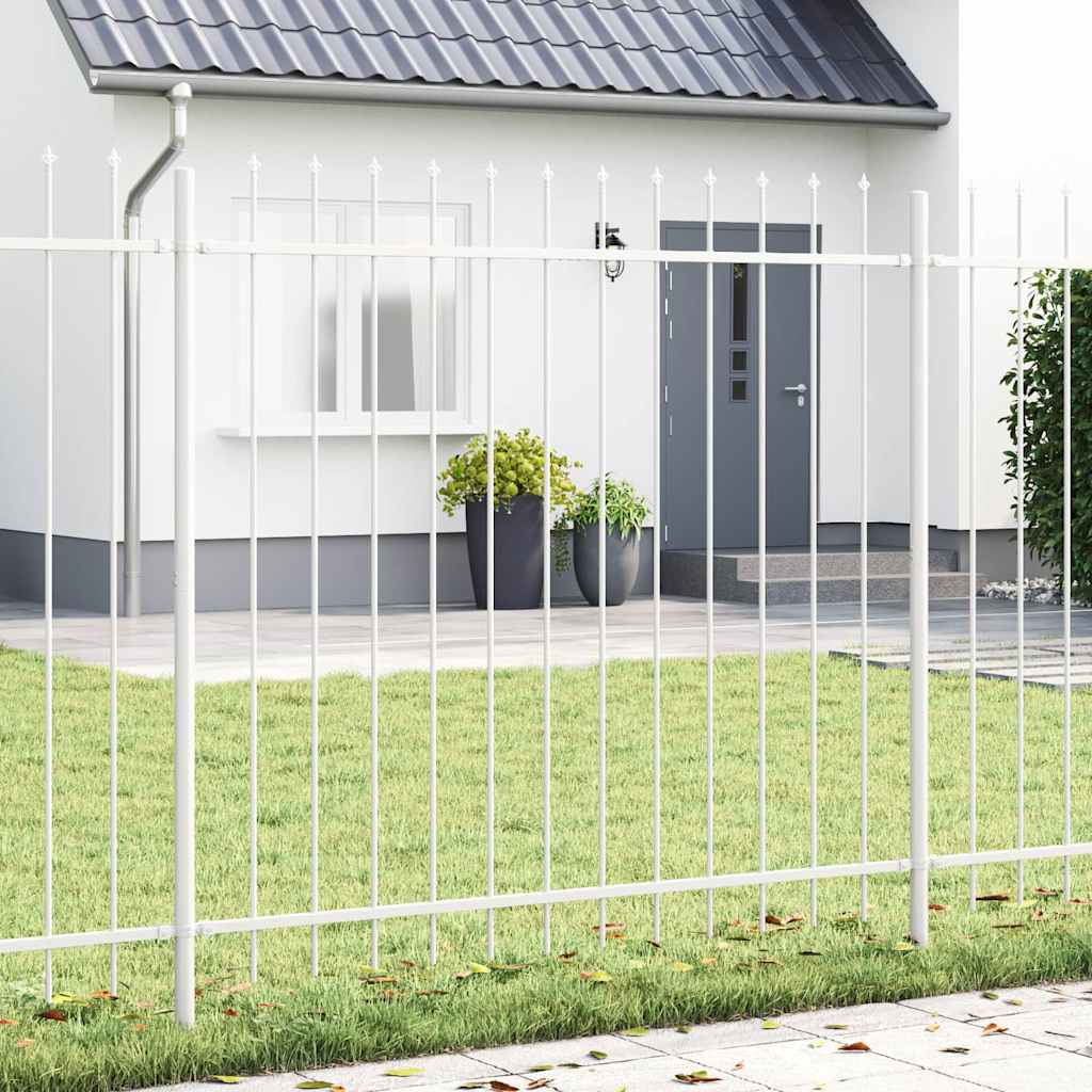 Vidaxl clôture de jardin 2 pcs blanc 3,4 x 1,5 m acier enduit de poudre