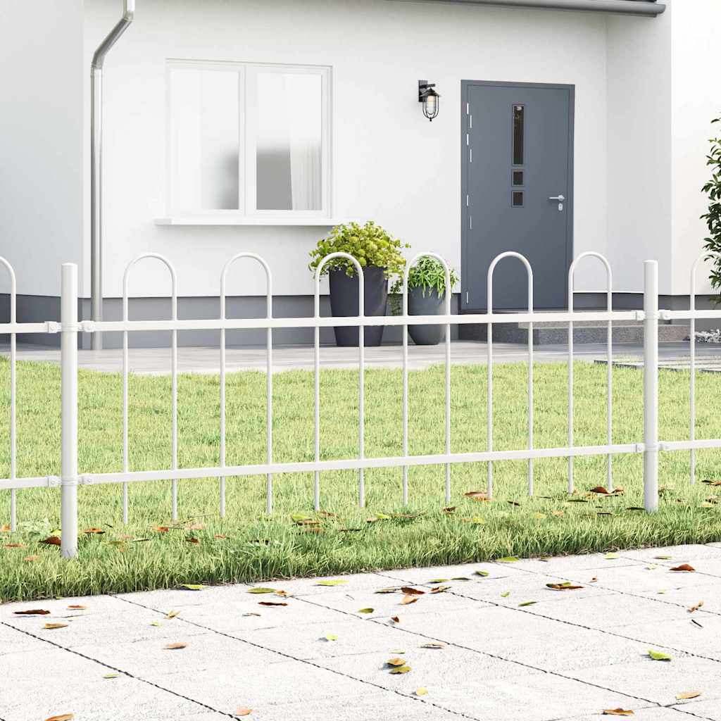 Vidaxl clôture de jardin 2 pcs blanc 3,4 x 0,6 m acier enduit de poudre