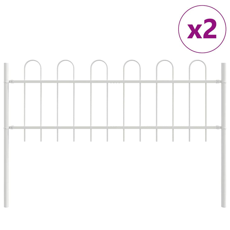 Vidaxl clôture de jardin 2 pcs blanc 3,4 x 0,6 m acier enduit de poudre