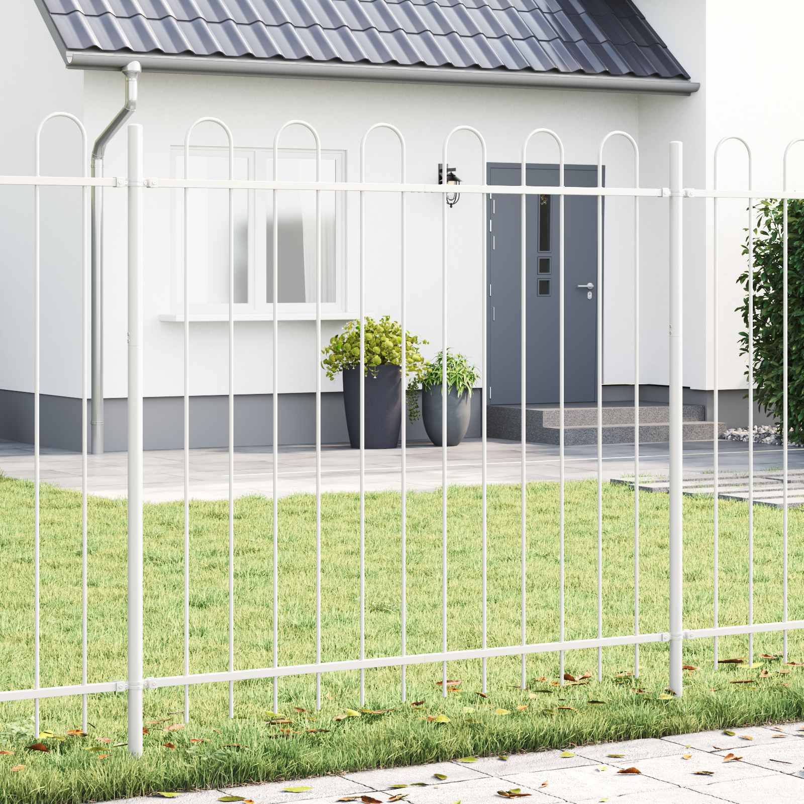 Vidaxl clôture de jardin 2 pcs blanc 3,4 x 1,5 m acier enduit de poudre