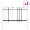 Vidaxl clôture de jardin 3 pcs gris 5,1 x 0,8 m acier enduit de poudre