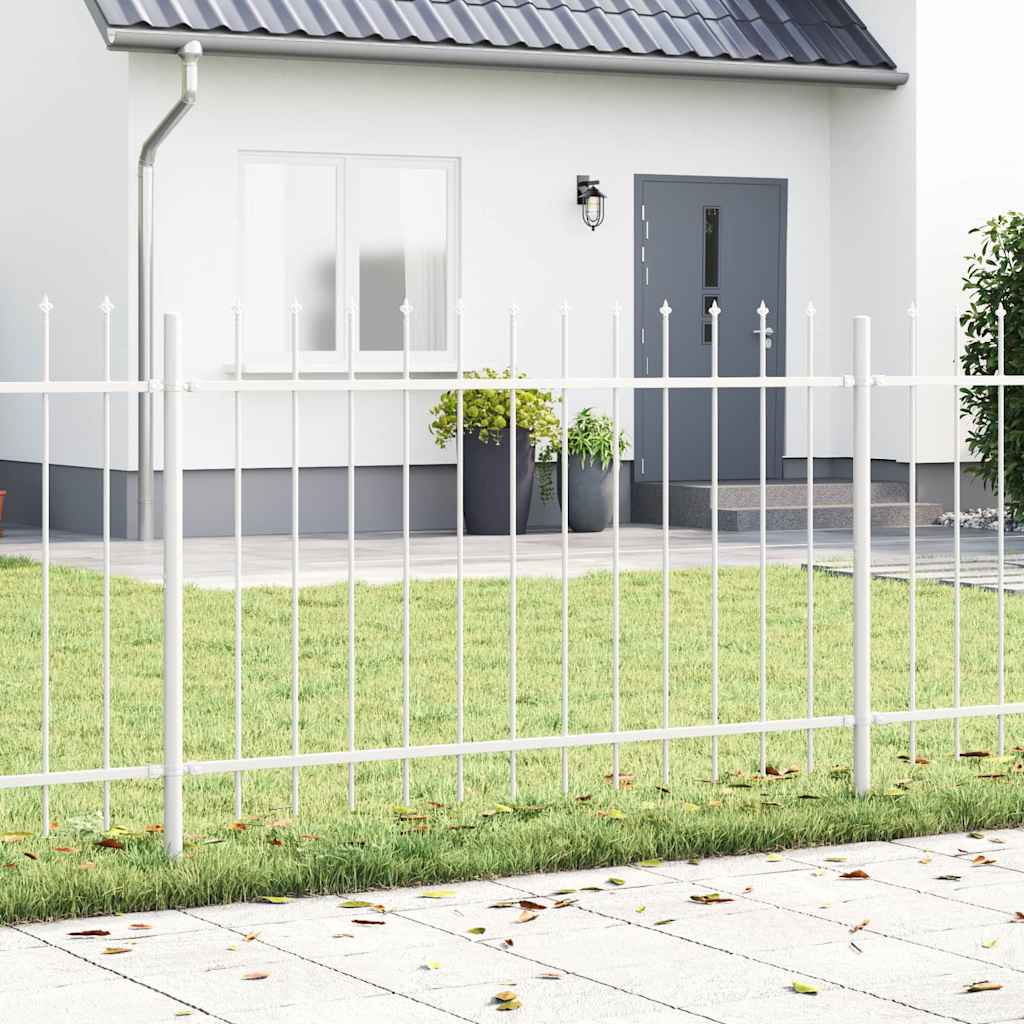 Vidaxl clôture de jardin 3 pcs blanc 5,1 x 0,8 m acier enduit de poudre