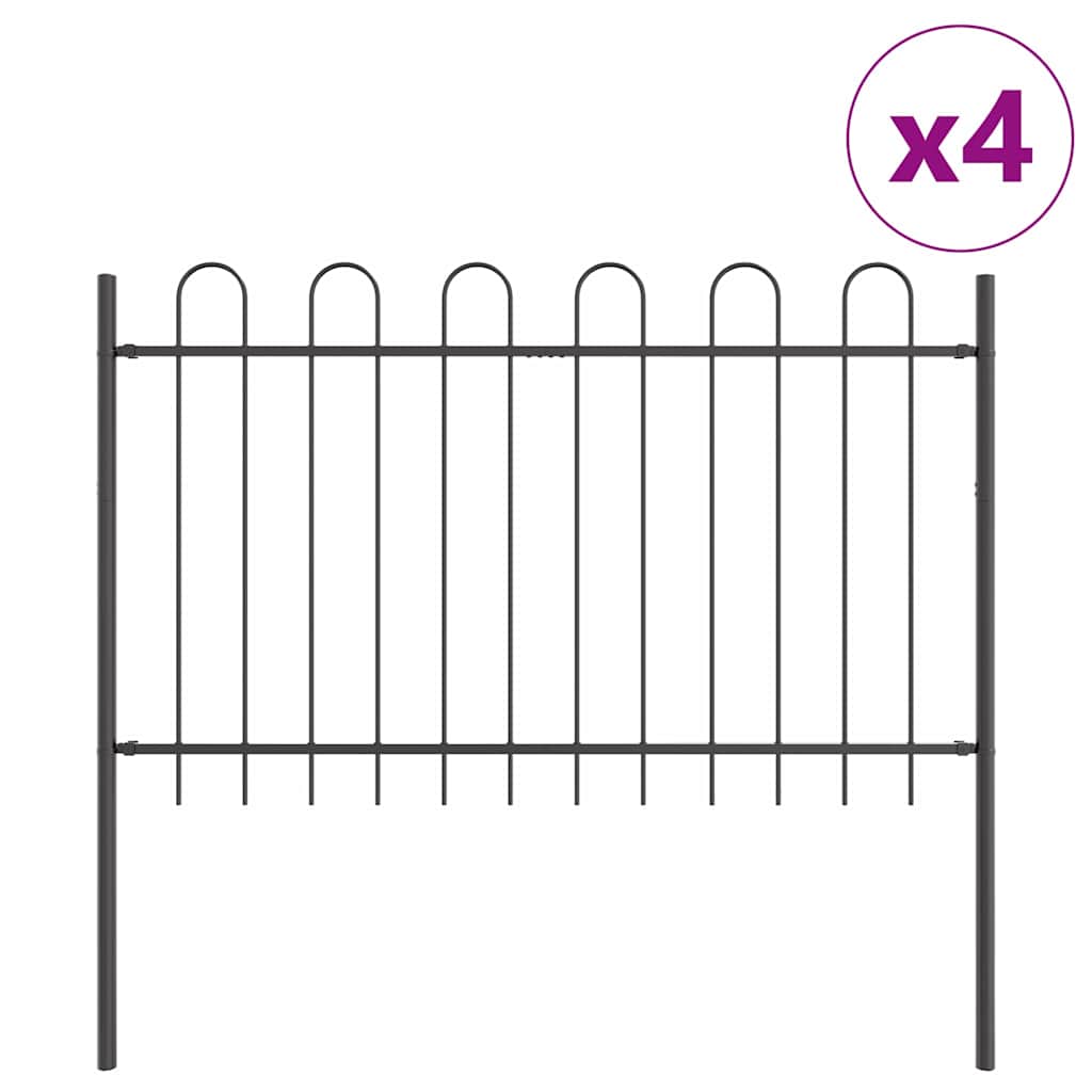 Vidaxl clôture de jardin 4 pcs gris 6,8 x 1 m acier enduit de poudre