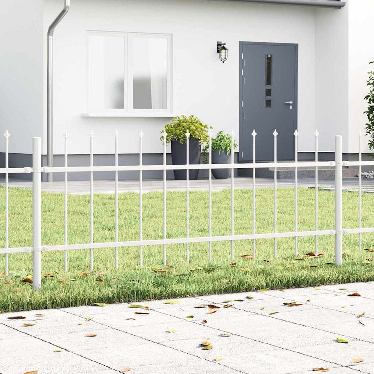 Vidaxl clôture de jardin 4 pcs blanc 6,8 x 0,6 m acier enduit de poudre