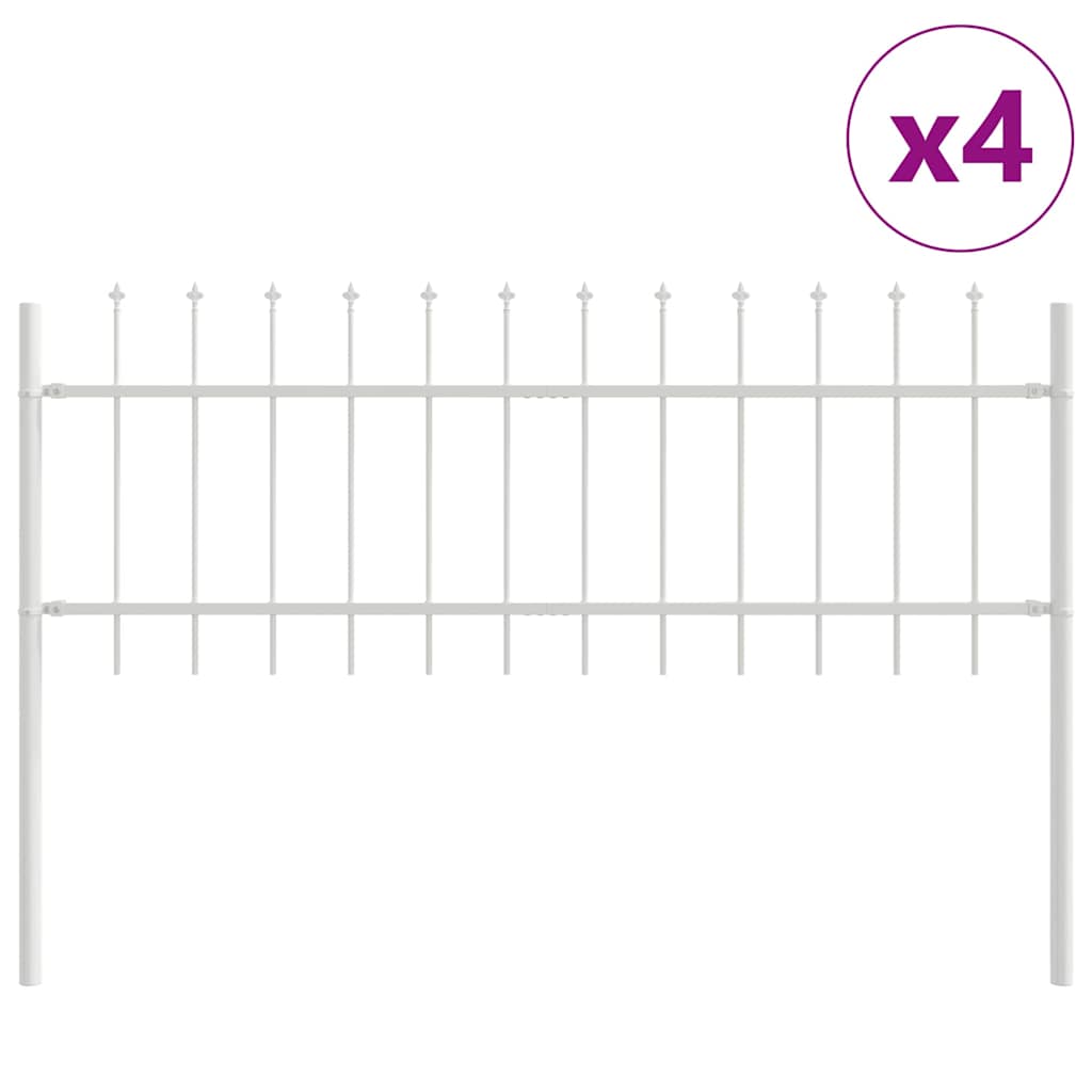 Vidaxl clôture de jardin 4 pcs blanc 6,8 x 0,6 m acier enduit de poudre
