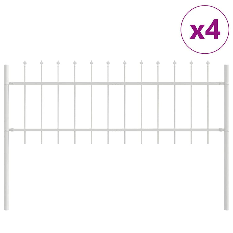 Vidaxl clôture de jardin 4 pcs blanc 6,8 x 0,6 m acier enduit de poudre