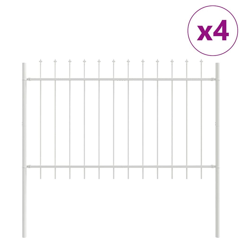 Vidaxl clôture de jardin 4 pcs blanc 6,8 x 0,8 m acier enduit de poudre
