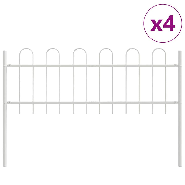 Vidaxl clôture de jardin 4 pcs blanc 6,8 x 0,6 m acier enduit de poudre