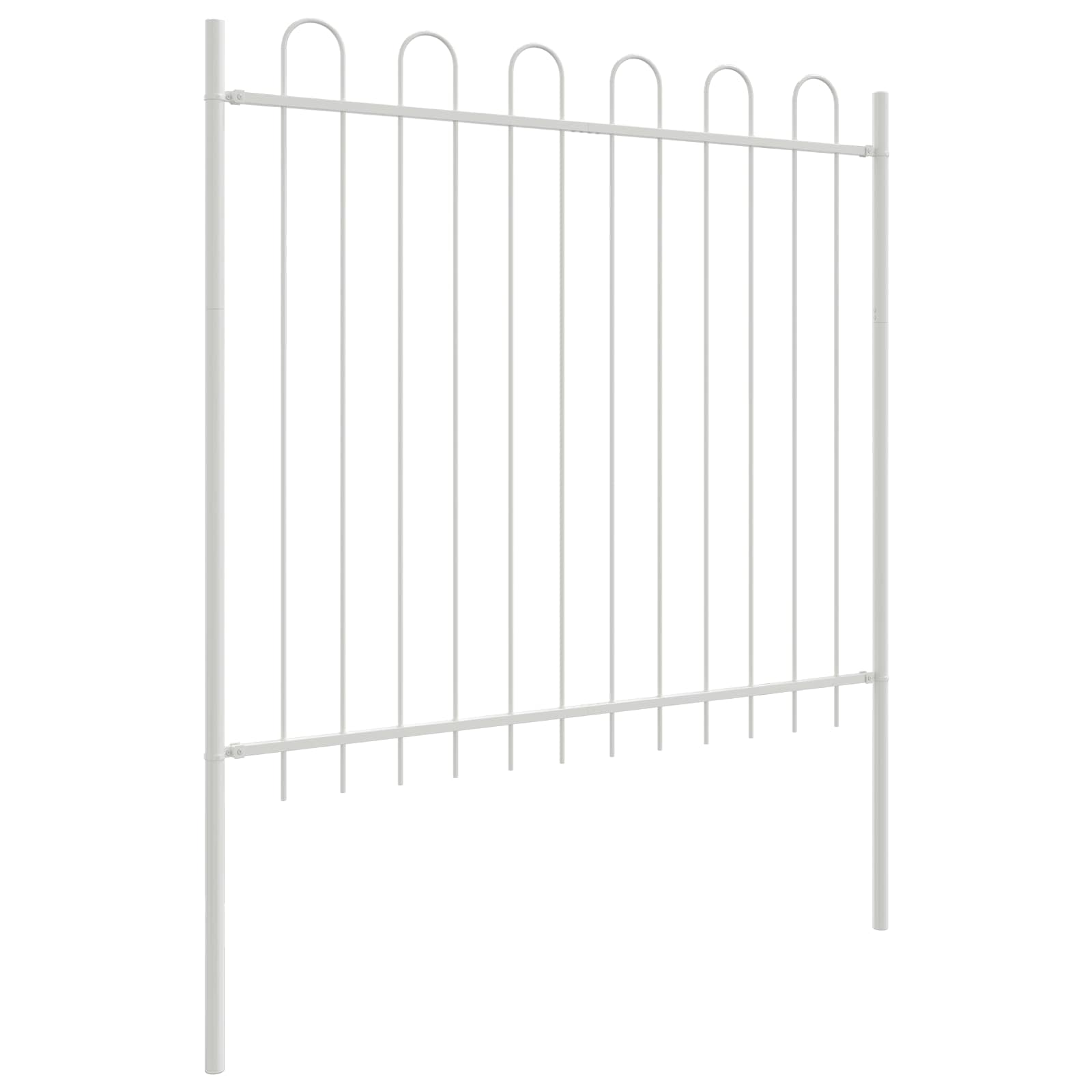 Vidaxl clôture de jardin 4 pcs blanc 6,8 x 1 m acier enduit de poudre