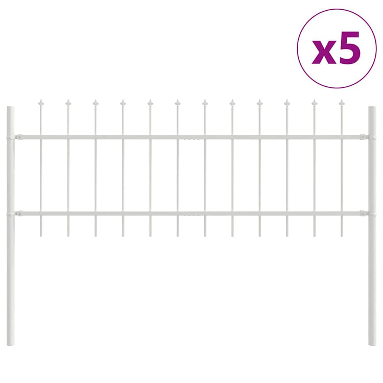 Vidaxl clôture de jardin 5 pcs blanc 8,5 x 0,6 m acier enduit de poudre