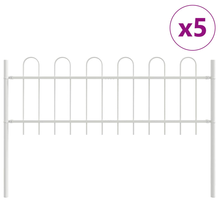 Vidaxl clôture de jardin 5 pcs blanc 8,5 x 0,6 m acier enduit de poudre