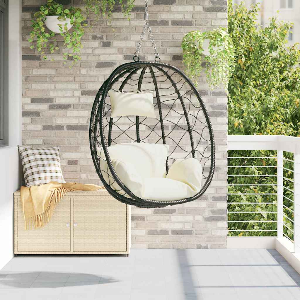 Vidaxx fauteuil oeuf suspendu blanc crème 91,5 x 60 x 110 cm poly rotin