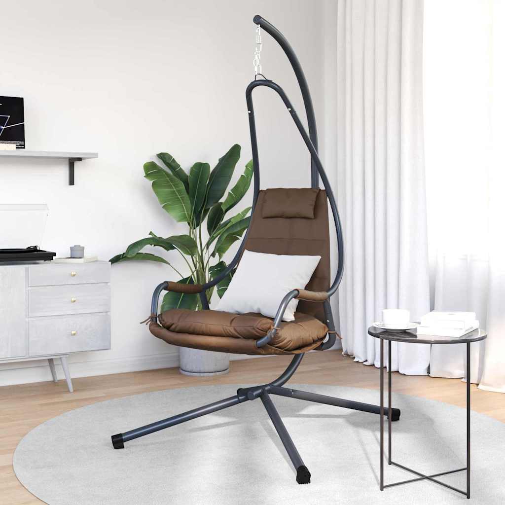 VidaXL fauteuil œuf suspendu marron café 94 x 107 x 196,5 cm acier