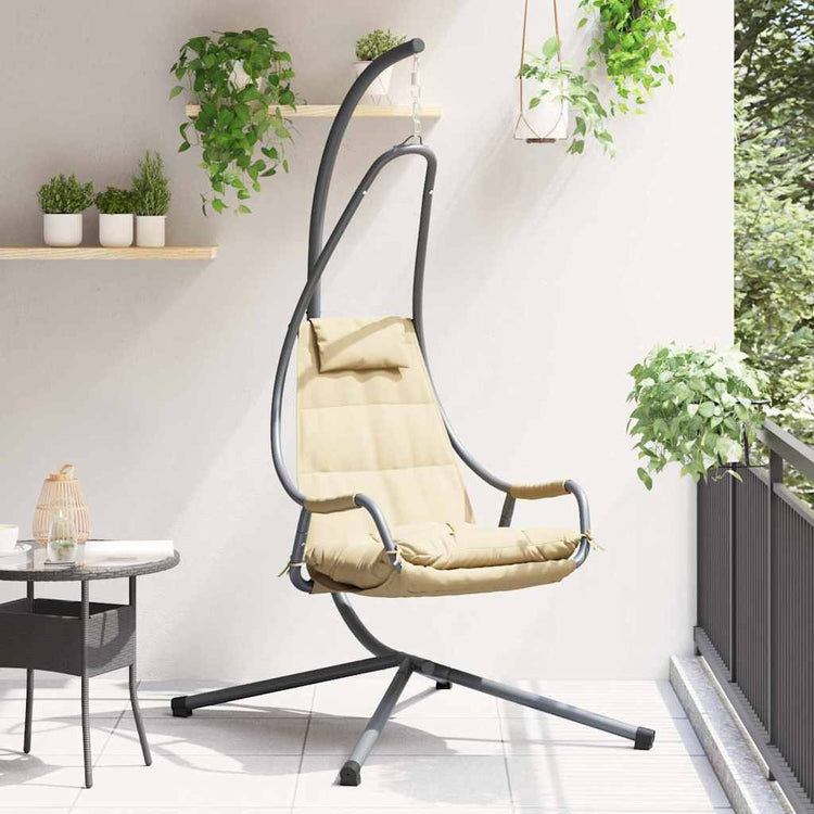 Vidaxx fauteuil oeuf suspendu beige 94 x 107 x 196,5 cm acier