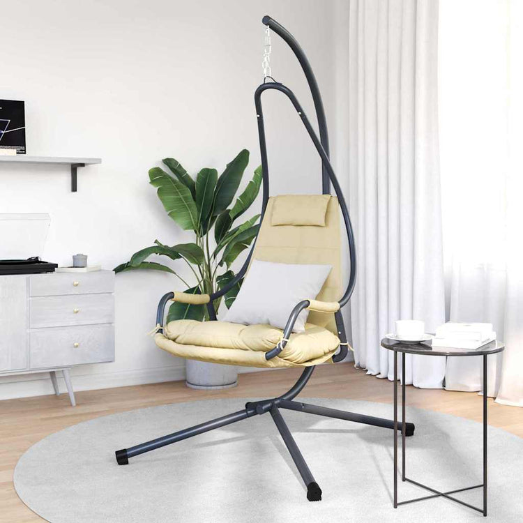 Vidaxx fauteuil oeuf suspendu beige 94 x 107 x 196,5 cm acier