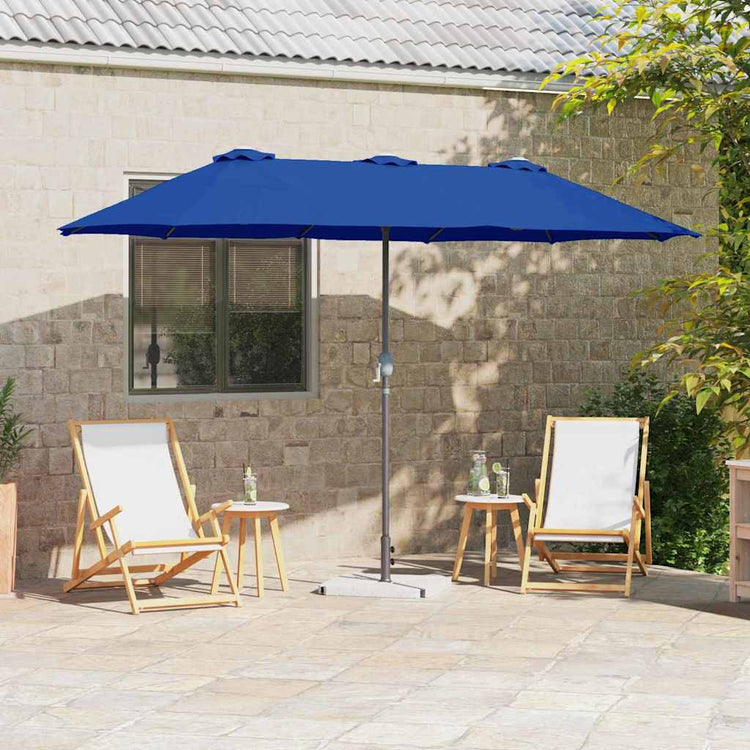 Vidaxxl parasol de jardin bleu azur 370 x 197 x 239 cm polyester et aluminium