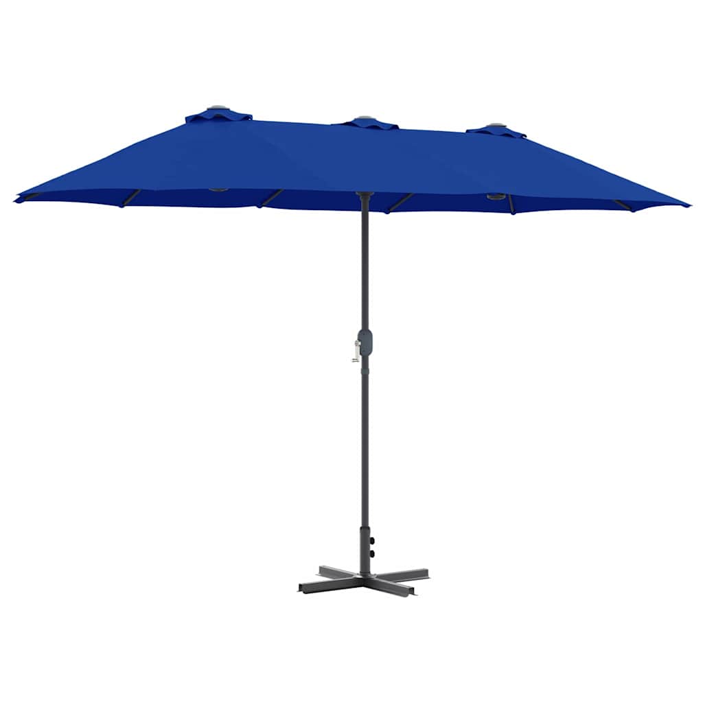 Vidaxxl parasol de jardin bleu azur 370 x 197 x 239 cm polyester et aluminium