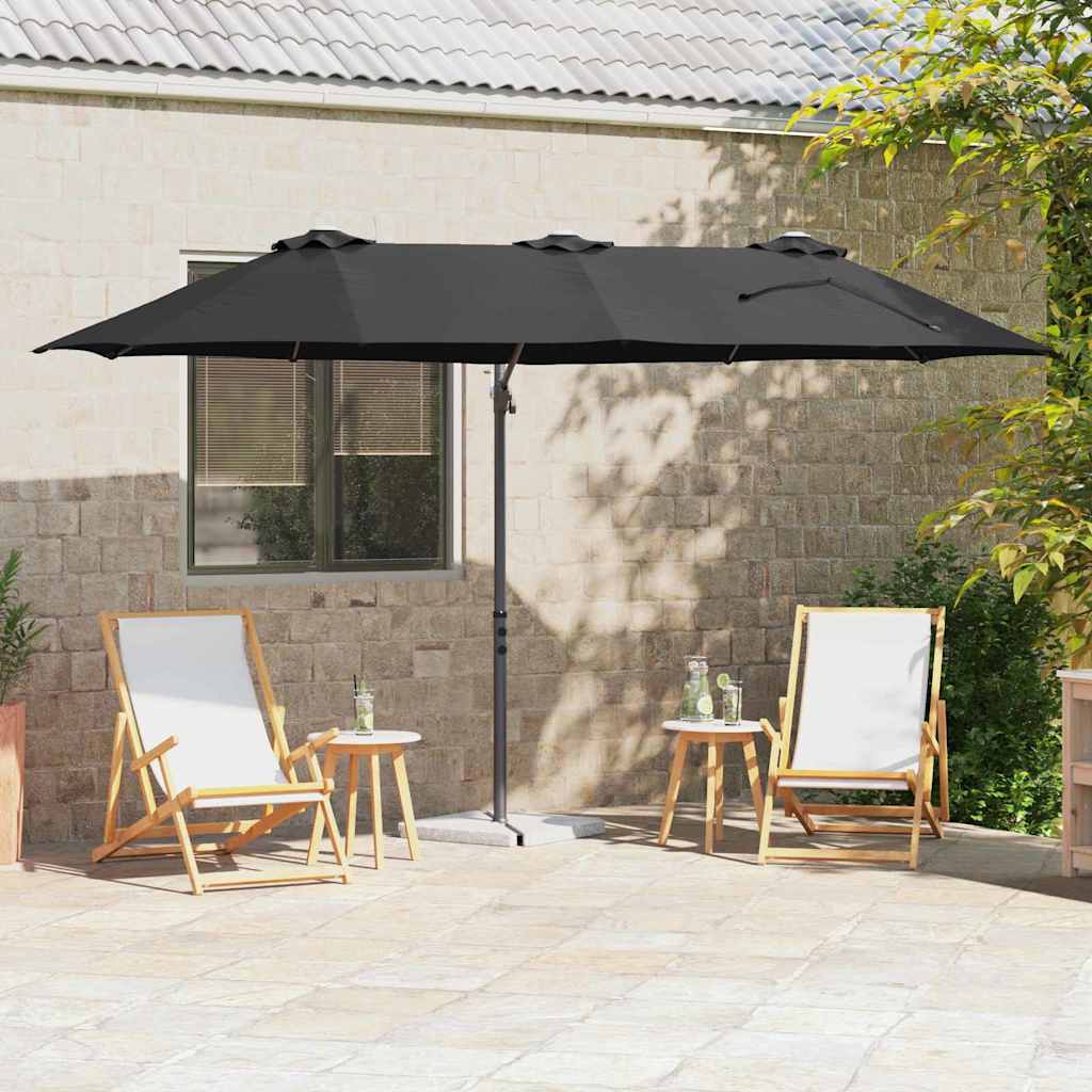 Parasol Vidaxx noir 372 x 198 x 243 cm polyester et aluminium