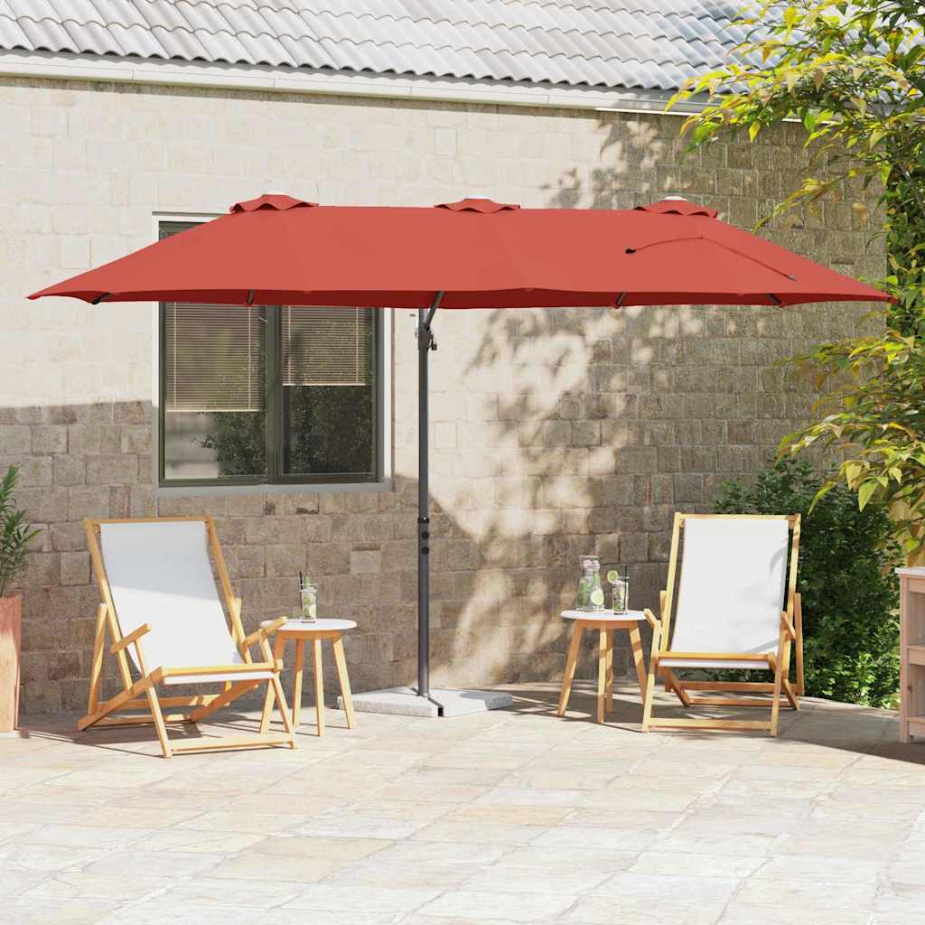 Parasol Vidaxx terre cuite 372 x 198 x 243 cm polyester et aluminium