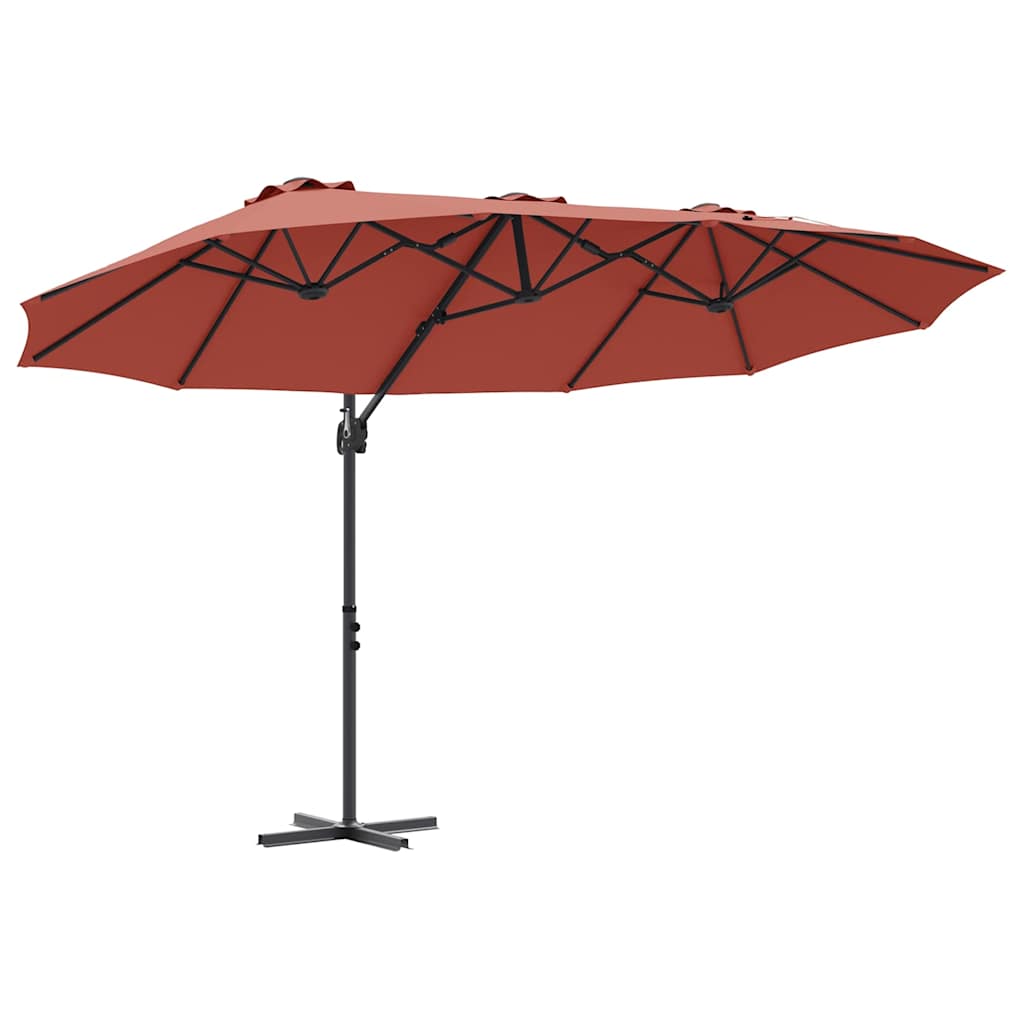 Parasol Vidaxx terre cuite 372 x 198 x 243 cm polyester et aluminium
