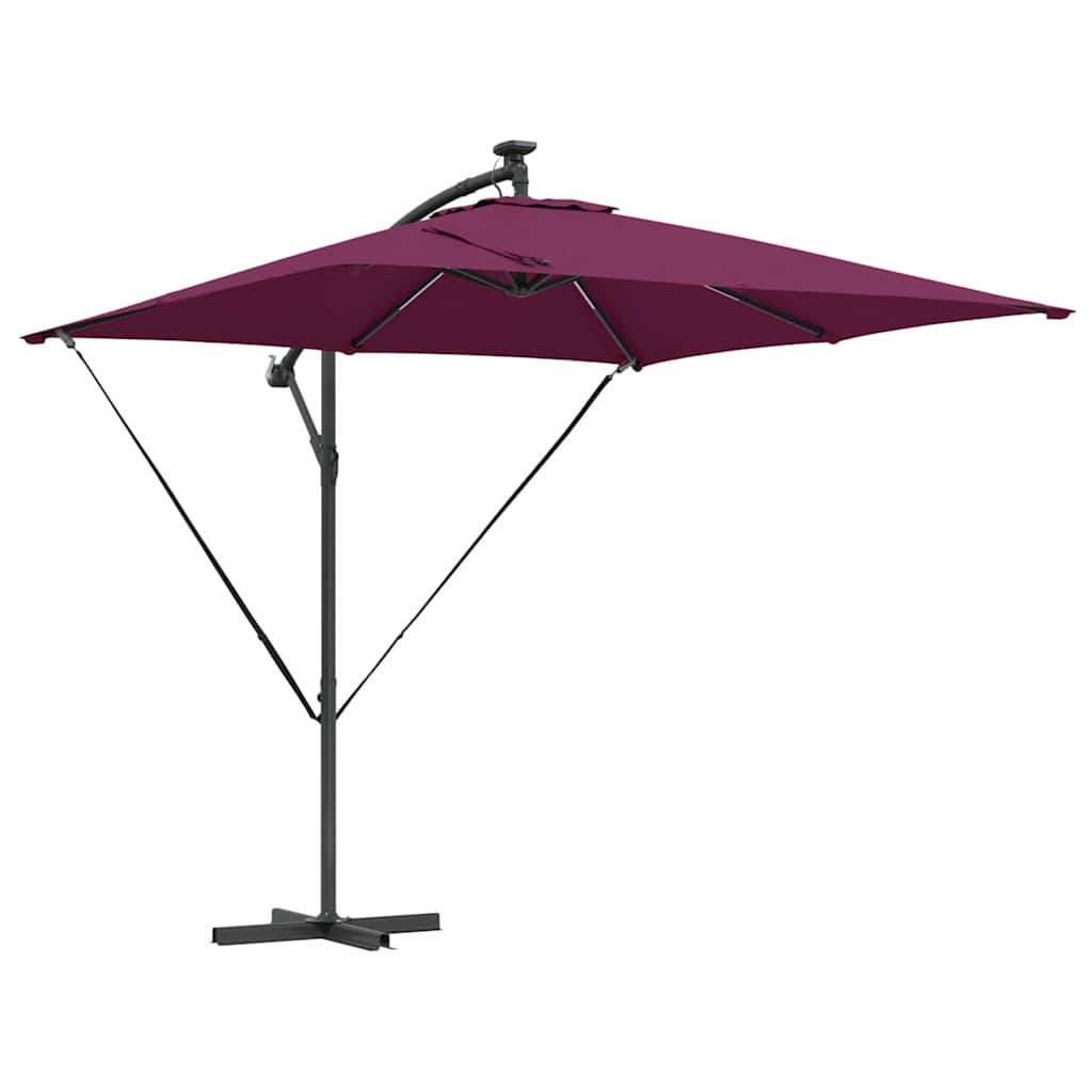 VidaXL parasol déporté banane rouge bordeaux 249 x 249 x 250 cm
