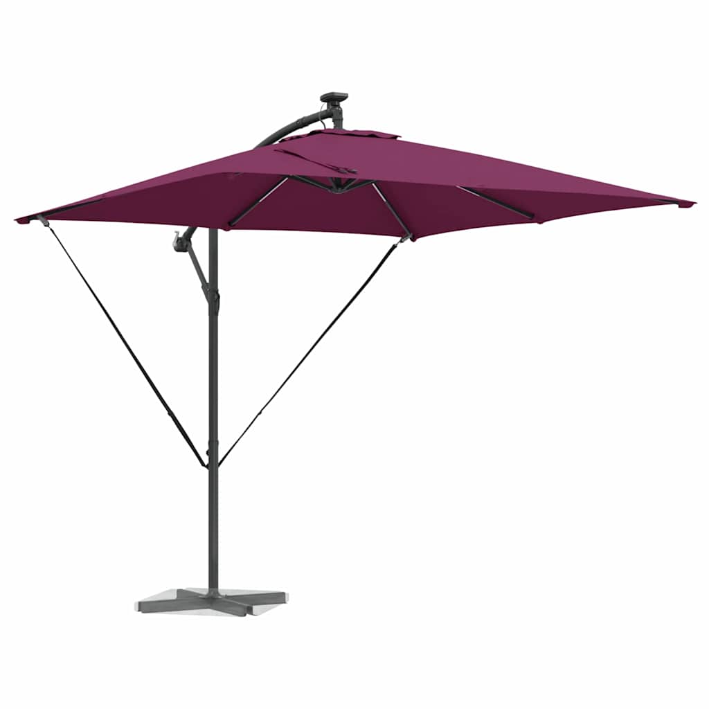 VidaXL parasol déporté banane rouge bordeaux 249 x 249 x 250 cm