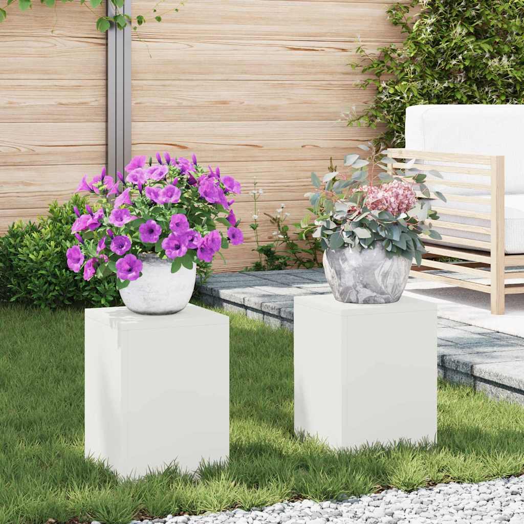VidaXL support pour plantes 2 pcs blanc 24 x 24 x 35 cm acier