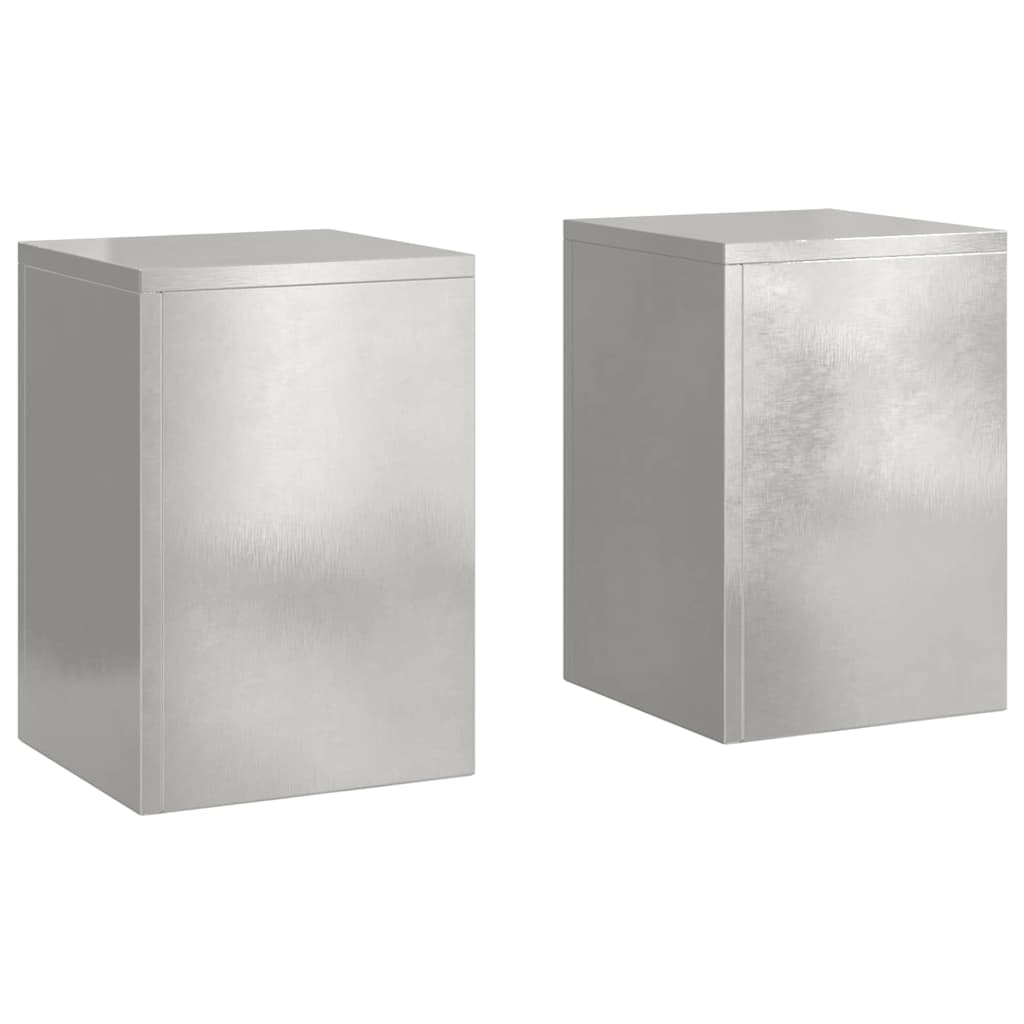 VidaXL support pour plantes 2 pcs argent 24 x 24 x 35 cm acier inoxydable