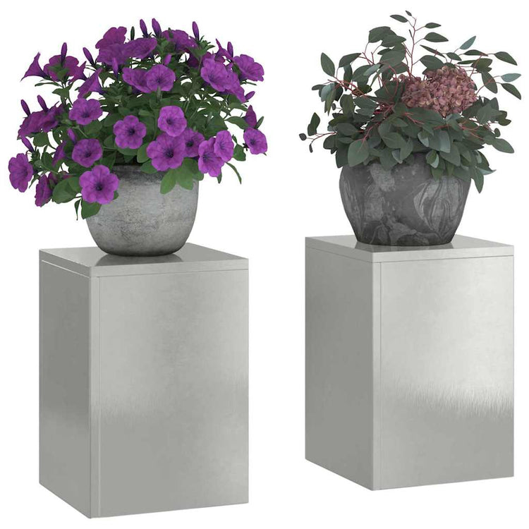 VidaXL support pour plantes 2 pcs argent 24 x 24 x 35 cm acier inoxydable