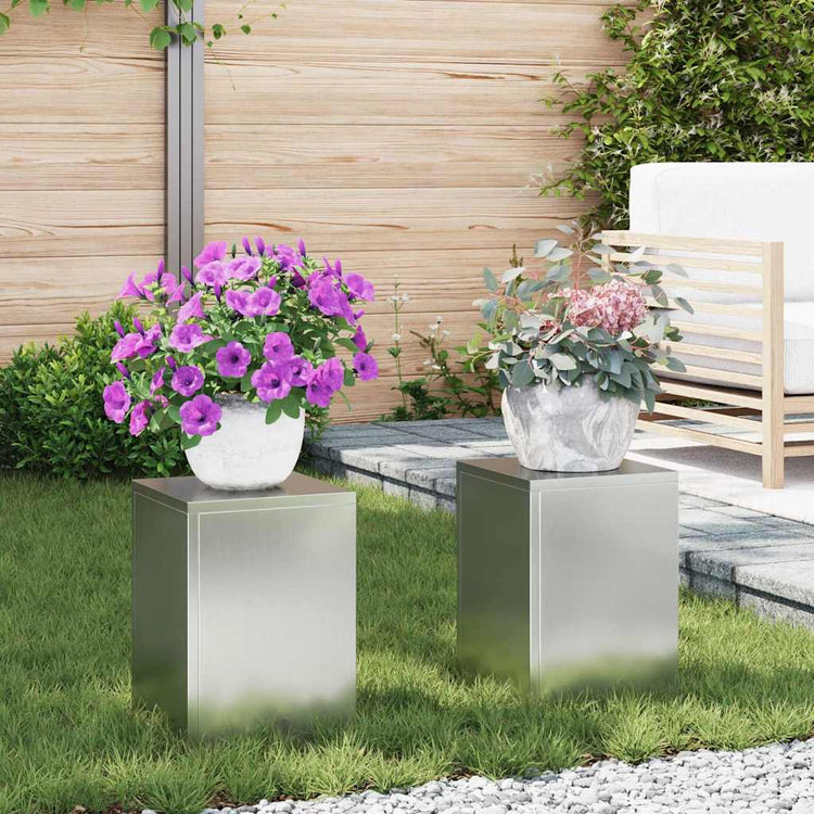 Vidaxxl support pour plantes 2 pcs argent 24 x 24 x 35 cm
