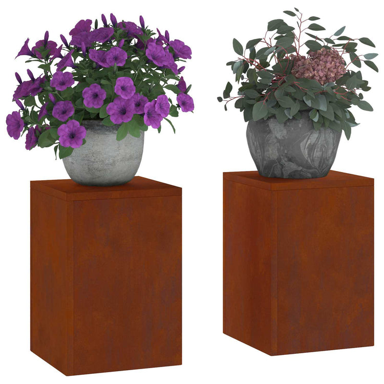VidaXL support pour plantes 2 pcs rouillé 24 x 24 x 35 cm acier corten