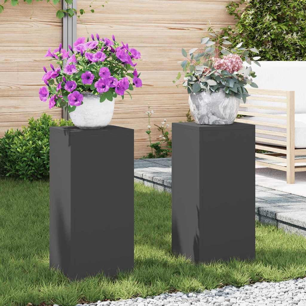 VidaXL support pour plantes 2 pcs noir 24 x 24 x 55 cm acier