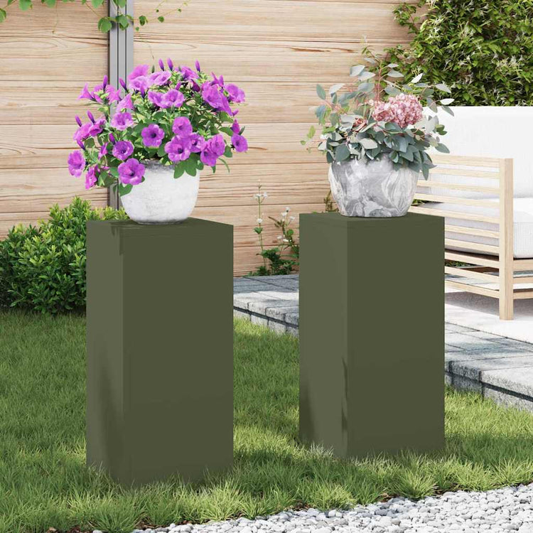 Vidaxx support pour plantes 2 pcs vert olive 24 x 24 x 55 cm acier