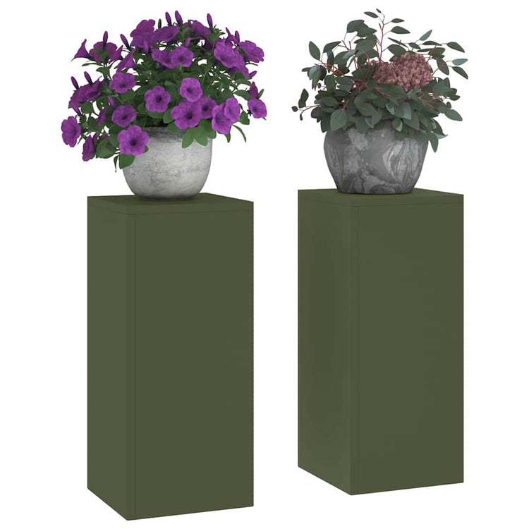 Vidaxx support pour plantes 2 pcs vert olive 24 x 24 x 55 cm acier