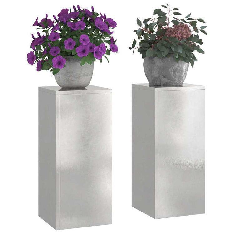 VidaXL support pour plantes 2 pcs argent 24 x 24 x 55 cm acier inoxydable