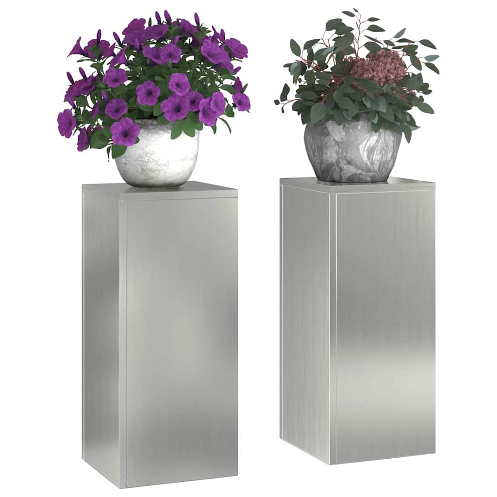 VidaXL support pour plantes 2 pcs argent 24 x 24 x 55 cm
