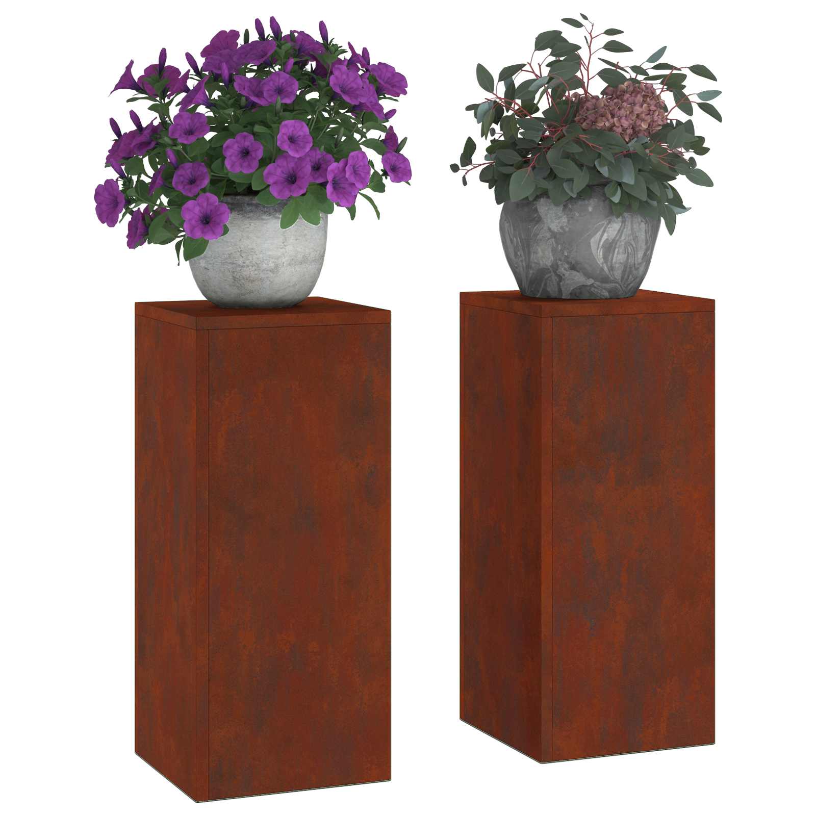 Vidaxxl support pour plantes 2 pcs rouillé 24 x 24 x 55 cm acier corten