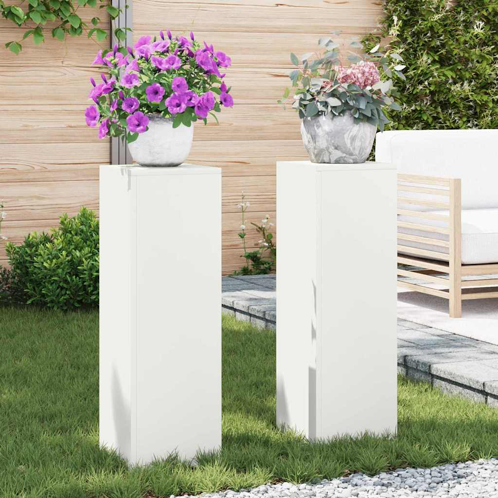 VidaXL support pour plantes 2 pcs blanc 24 x 24 x 75 cm acier