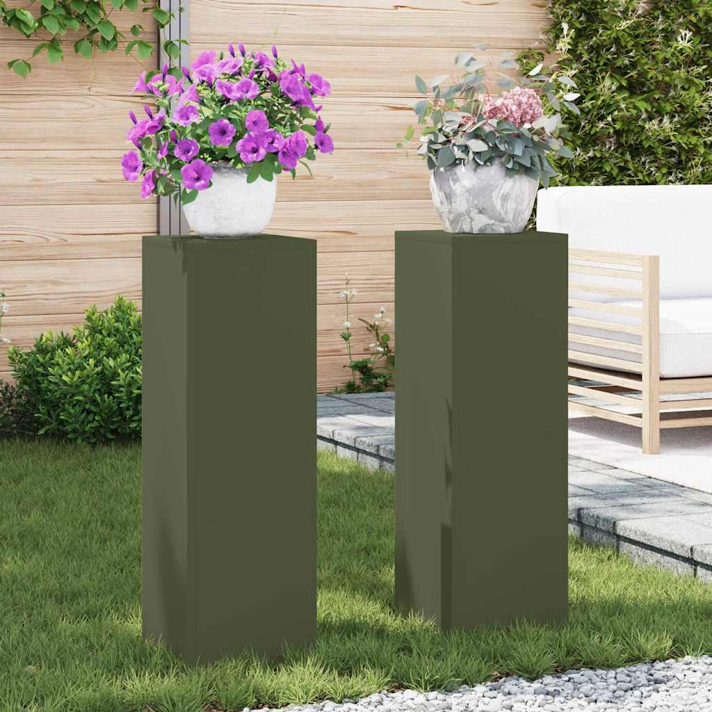 Vidaxx support pour plantes 2 pcs vert olive 24 x 24 x 75 cm acier