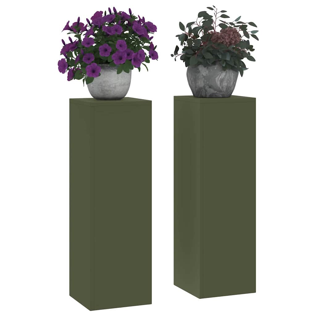 Vidaxx support pour plantes 2 pcs vert olive 24 x 24 x 75 cm acier