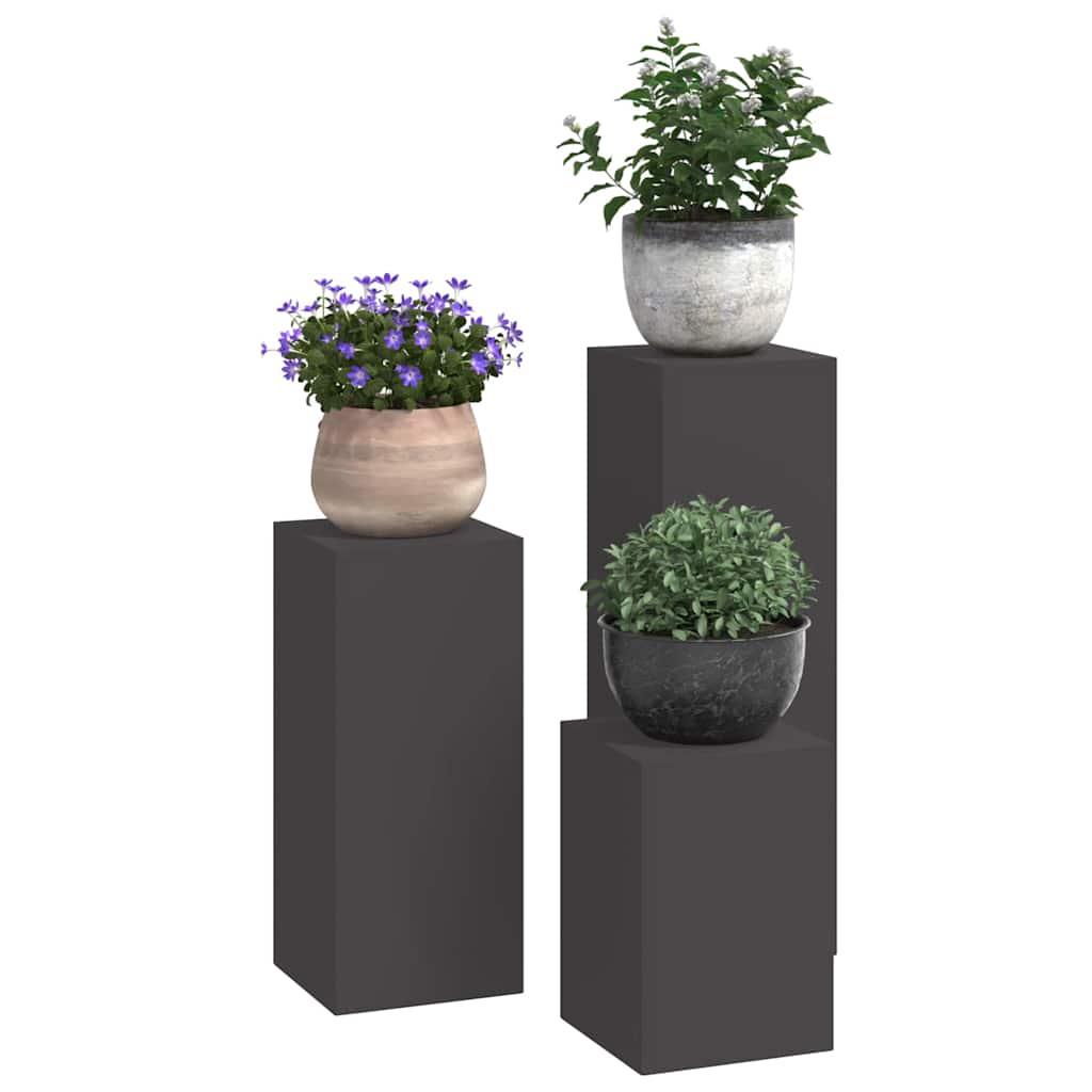VidaXL support pour plantes 3 pcs acier noir